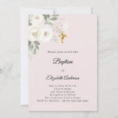 Doop roze witte bloemen meisje kaart (Voorkant)
