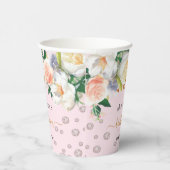 Doop roze witte bloemen meisje papieren bekers (Rechts)