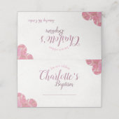 Doop roze & witte placecards plaatskaartje (Buitenkant ongevouwen)