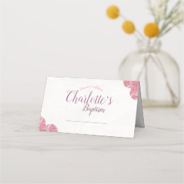 Doop roze & witte placecards plaatskaartje