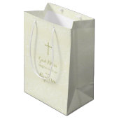 Doop Sage Delicate Bloemen Kant Medium Cadeauzakje (Voorkant Gekanteld)