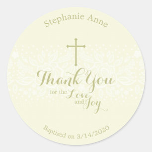 Doop Sage Delicate Bloemen Kant Ronde Sticker