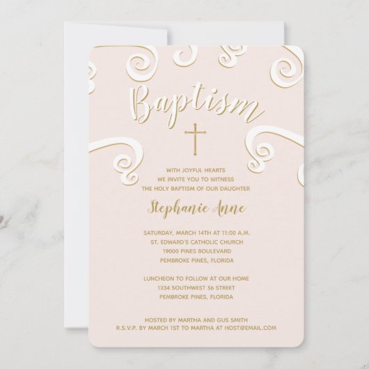 Doop Scrolls in Roze en Goud Kaart (Voorkant)