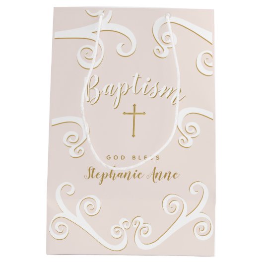 Doop Scrolls in Roze en Goud Medium Cadeauzakje (Achterkant)