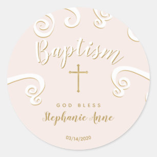 Doop Scrolls in Roze en Goud Ronde Sticker