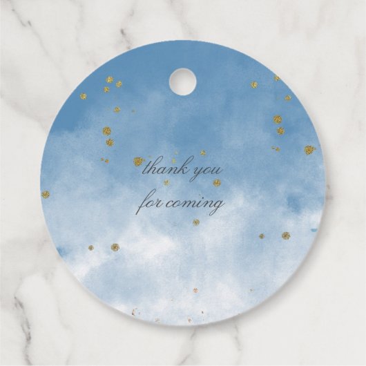 Doop Sky Blue Elegant Monogram Bedankjes Labels (Achterkant)
