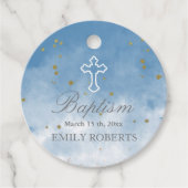 Doop Sky Blue Elegant Monogram Bedankjes Labels (Voorkant)