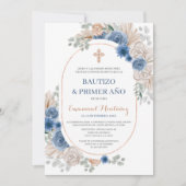 Doop Spaanse uitnodiging voor baby jongen (Voorkant)