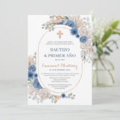 Doop Spaanse uitnodiging voor baby jongen (Staand voorkant)