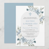 Doop Spaanse uitnodiging voor baby jongen (Voorkant / Achterkant)