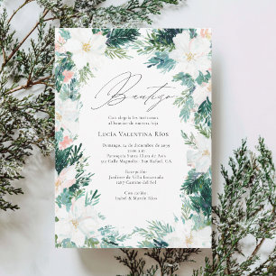 Doop Spaanse Winterbloemen Poinsettia Doopfeest Kaart