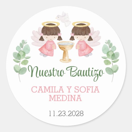 Doop Stickers Twee meisjes Bautizo Spaans Español (Voorkant)