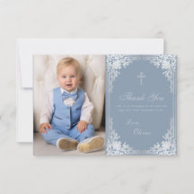 Doop Stof Blauw Vintage Elegante Jongen Foto