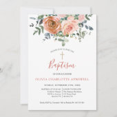 Doop Stoffelijk Koraal Roos Eucalyptus doopsel Kaart (Voorkant)