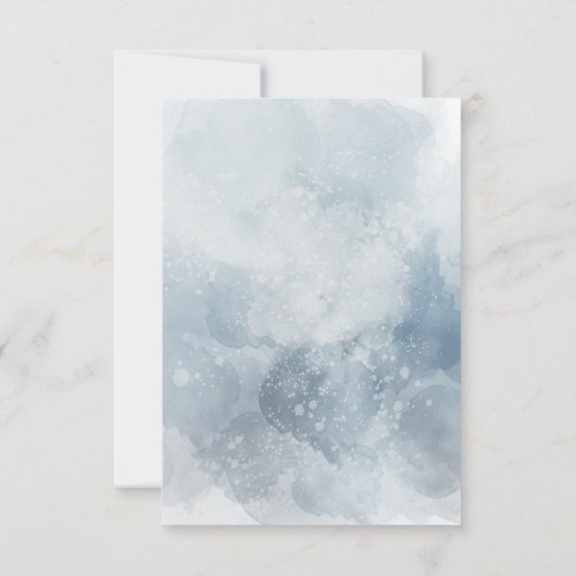 Doop stoffig blauw waterverf splash loof kaart (Achterkant)