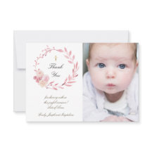 Doop stoffige roze bloemen krans dank u kaart