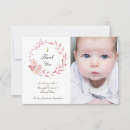 Doop stoffige roze bloemen krans dank u kaart