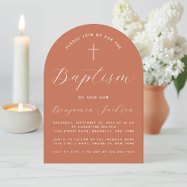 Doop Terracotta Boog Moderne Script Kruis Eenvoudi Kaart