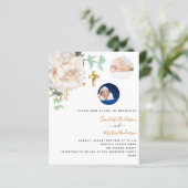 Doop tweeling bloemenfoto budget uitnodiging (Staand voorkant)