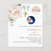 Doop tweeling bloemenfoto budget uitnodiging (Voorkant)