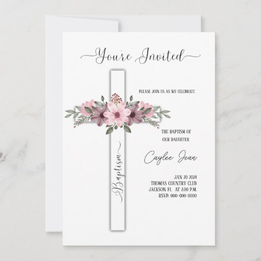 doop uitnodigen bedankkaart (Voorkant)