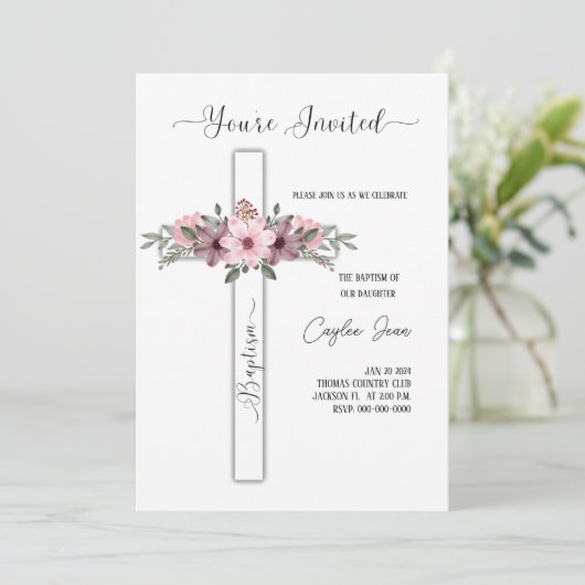 doop uitnodigen bedankkaart (Staand voorkant)