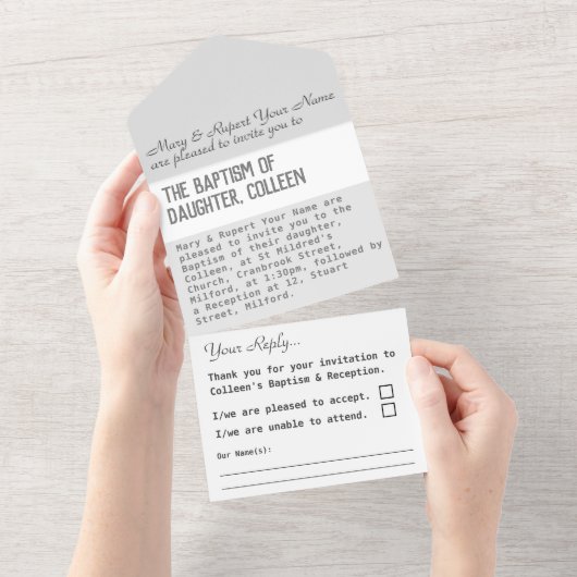 Doop Uitnodiging Alles In Eén Kaart (Afscheurbaar)