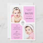 Doop Uitnodiging Baby Meisje Schattig Katholieke D (Voorkant)