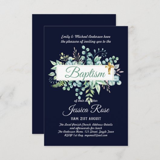 Doop Uitnodiging Eucalyptus Groenelementen BUDGET (Voorkant / Achterkant)