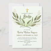 Doop Uitnodiging Groene Religieuze Doop (Voorkant)