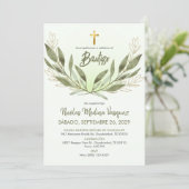 Doop Uitnodiging Groene Religieuze Doop (Staand voorkant)