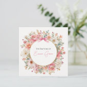 Doop Uitnodiging Roze Bloem Elegant (Staand voorkant)