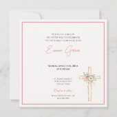 Doop Uitnodiging Roze Bloem Elegant (Achterkant)