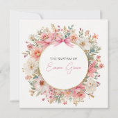 Doop Uitnodiging Roze Bloem Elegant (Voorkant)