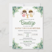 Doop Uitnodiging Spaans meisje en jongen Bautizo (Voorkant)