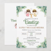 Doop Uitnodiging Spaans meisje en jongen Bautizo (Voorkant / Achterkant)