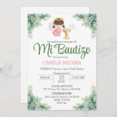 Doop uitnodiging Spaans meisje groen (Voorkant / Achterkant)