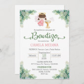 Doop uitnodiging Spaans meisje groen (Voorkant / Achterkant)