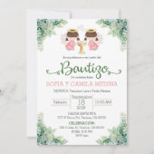 Doop Uitnodiging Spaans Twee Meisjes tweeling zuss (Voorkant)