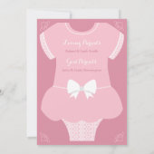 Doop uitnodiging voor een meisje, roze en kant jur (Achterkant)