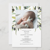 Doop Uitnodiging Waterverf Genderneutraal Foto (Voorkant)