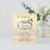 Doop Uitnodiging Woodland Uil Zonnebloem (Staand voorkant)