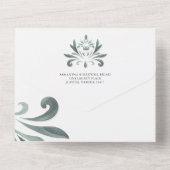 Doop uitnodigingen en RSVP kaart Sage Green Crest (Achterkant)