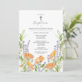 Doop Uitnodigingen Godouders Namen Floral (Staand voorkant)