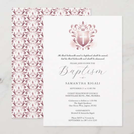 Doop Uitnodigingen Godsdienstige Godouders Naam (Voorkant / Achterkant)