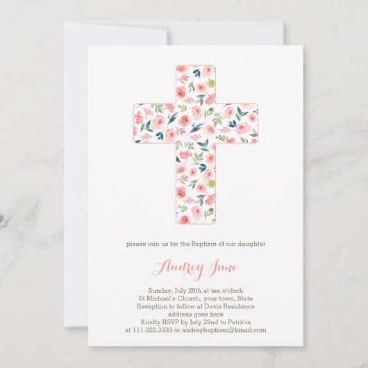 Doop uitnodigingen, Meisje doopuitnodigingen Kaart (Voorkant)