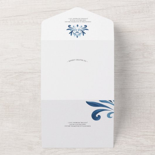 Doop Uitnodigingen met RSVP Card Dusty Blue Cres (Buitenkant)