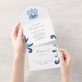 Doop Uitnodigingen met RSVP Card Dusty Blue Cres (Afscheurbaar)