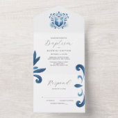 Doop Uitnodigingen met RSVP Card Dusty Blue Cres (Binnen)