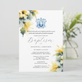 Doop Uitnodigingen Religieus Blauw en Geel (Staand voorkant)